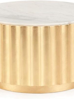Coffee Table Industrial Style Coffee Tables End Tables for Living Room Reception Room and Home Decor Round Marble Sofa Side Table Accent Center Table for Apartment (End Table)