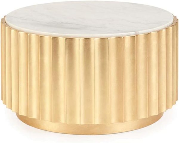 Coffee Table Industrial Style Coffee Tables End Tables for Living Room Reception Room and Home Decor Round Marble Sofa Side Table Accent Center Table for Apartment (End Table)