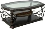 Cocktail Coffee Table Sofa Tea Table Glass Desktop Marble Paper Middle Shelf Coated Metal Legs