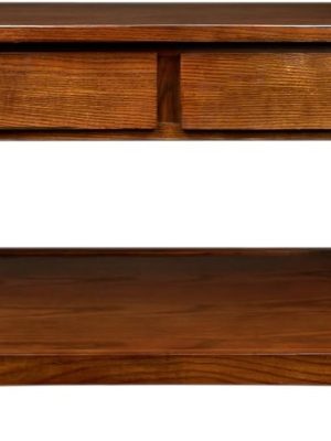 Impeccable Coffee Table for Living Room, Two Drawers and Shelf, Made with Solid Wood, Medium Oak Finish