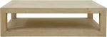 Framed, 55 Inch Long, Weathered White Wash Finish Coffee Table