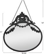 Vintage Pewter Framed Wall Mirror with Decorative Chain, Black