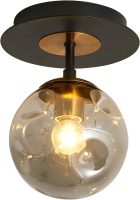 1-Light Mini Glass Globe Ceiling Light,Modern Semi Flush Mount Ceiling Light Fixture,Black Ceiling Light for Hallway Aisle Porch Stairway Closet.