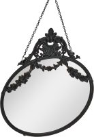 Vintage Pewter Framed Wall Mirror with Decorative Chain, Black