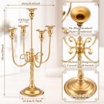 6 Pcs Gold Candelabra Candlestick Holder 5 Arm Metal Candle Stand Candelabra for Taper Candles Table Centerpieces Wedding Christmas Holiday Birthday Party(9.45 x 9.45 x 19.7 Inch)