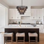 Black Rattan Chandelier Vintage Farmhouse 6-Lights Boho Hand-Woven Bamboo Black Chandeliers Light Fixture Retro Drum Wicker Chandelier for Dining Room, Kitchen, Living Room, E12, D19.7“