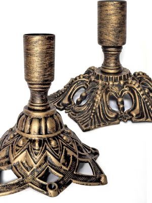 Candlestick Holders,Taper Candle Holder for Candlesticks Gold Brass Vintage Candle Metal Stick Candle Holders for Fireplace, Party, Dining, Home, Wedding Decor,Fits 3/4 inch Thick Candle&Led Candles