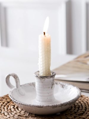 Candle Holder Ceramic Candlestick Holder, Candlelight Stand for Spell Candles, Taper Candles, and Incense, Halloween Christmas Dining Room Home Decoration Display