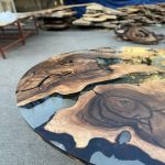 Aesthetic Smoke Gray Epoxy Resin Round Coffee Table Dining Table Console Table Kitchen Table Patio Table Office Table Side Table Centre Table End Table Home Décor (18" Inches Tall, 66 x 66 Inches)