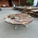 Aesthetic Smoke Gray Epoxy Resin Round Coffee Table Dining Table Console Table Kitchen Table Patio Table Office Table Side Table Centre Table End Table Home Décor (18" Inches Tall, 66 x 66 Inches)
