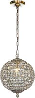 1-Light W12 in. Retro Antique Gold Globe Chandelier Small Crystal Vintage Chandelier Cage-Style Shade Pendant Light for Kitchen Island Sphere Chandelier for Bedoom