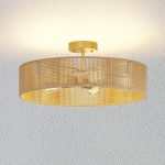 24" Vintage Bohemian Chandelier, Open Rattan Frame Chic, Flush Mount Ceiling Light Fixture, Premium Metal Crafted, Suitable for Living Room, Bedroom and More